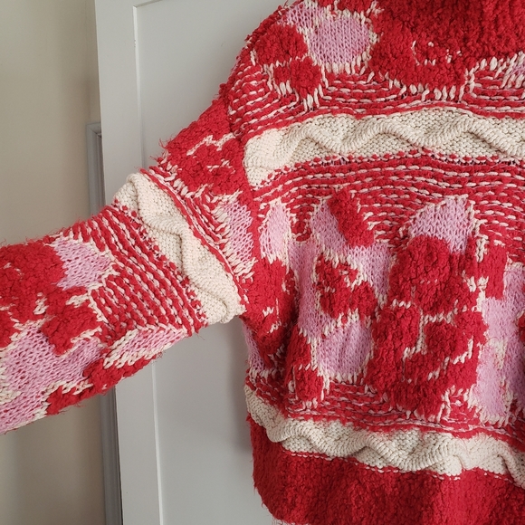 Zara Jacquard Knit Pink and Red Chunky Sweater - size small - Picture 11 of 15